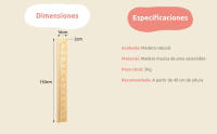 MOST DECO  Medidor de altura infantil Montessori de madera maciza para bebés y niños. Herramienta de desarrollo y aprendizaje con diseño Montessori para estimular el crecimiento de los niños pequeños. - details 2