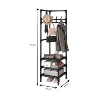 LUTODY - Perchero de pie, Zapatero, Compacto de varios niveles, Organizador esquinero de prendas y zapatos, Vertical, Tubo metal, Vestidor portátil para recibidor, Entrada, Sala de estar, Salón, Ligero y resistente - details 10