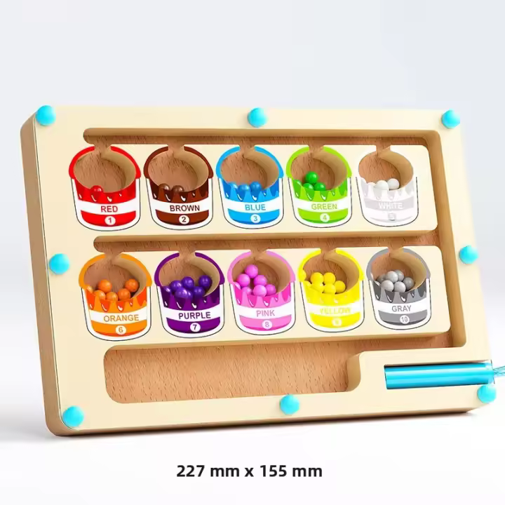 Juegos De Aprendizaje Montessori Con Imanes Para Niños Actividades De Desarrollo Motor Fine Con Conteo Y Colores Madera Laberinto Para Bebés - 1