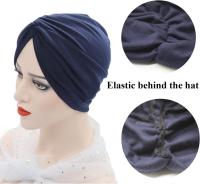 2 Piezas Gorros Turbantes para Mujer Pañuelos Cabeza Mujer Gorros de Dormir Algodón Elástico Frontal Cruzado Gorro Turbante Velo Mujer para Pérdida de Melo - details 3