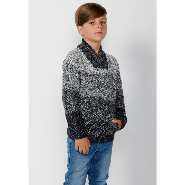 Koroshi Jersey de tricot texturizado con cuello alto cruzado para niño de color navy para niño - 1