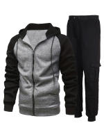 Chaqueta con capucha de dos piezas de otoño e invierno para hombre + mono, traje deportivo informal para hombre - details 1