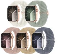 5-pack trenzado solo bucle compatible con las bandas de Apple Watch 40mm 38mm 41mm para mujeres y hombres, ajustable de nylon elástico pulsera deportiva - details 2