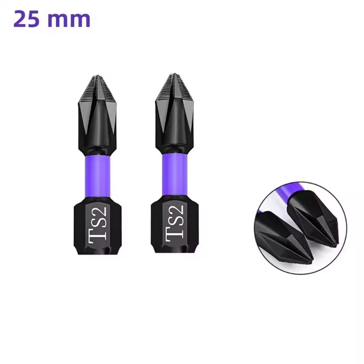 2pcs Destornillador Cruzado Antideslizante Con Bit De Broca Magnética Herramientas Manuales De Acero Aluminio Para Bricolaje Y Reparación - 1