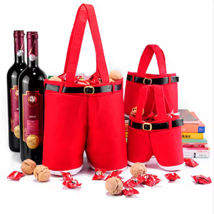 Porta-vinos Y Dulces Navideños Con Decoración De Pantalones De Suspensión De Santa Claus Bolsa De Regalo Navideña Adorable Para Decoración De Casa Y Fiestas - 1