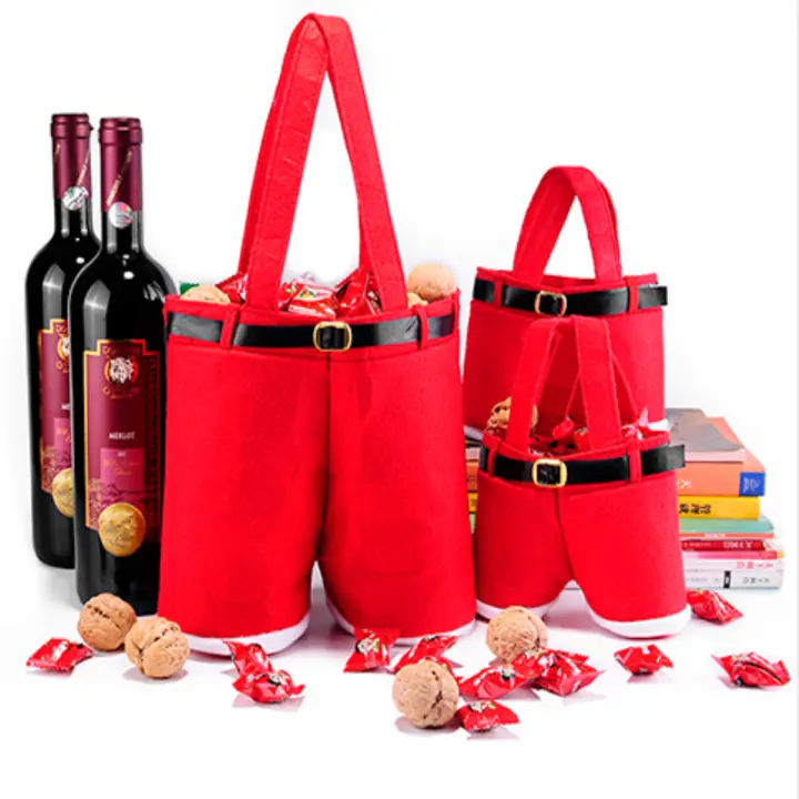 Porta-vinos Y Dulces Navideños Con Decoración De Pantalones De Suspensión De Santa Claus Bolsa De Regalo Navideña Adorable Para Decoración De Casa Y Fiestas - 1