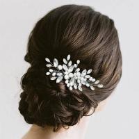 Pegatinas De Pelo De Perla Con Diamantes Para Mujer Accesorios De Cabello De Boda Florales De Moda Aleación De Aluminio - details 0
