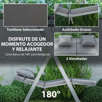 Outsunny Columpio de Jardín Exterior de 2 Plazas Balancín de Jardín Exterior Convertible en Cama con Toldo Ajustable Protección UV30+ y Cojines Carga 220 kg 142x130x168 cm Gris Oscuro - details 5