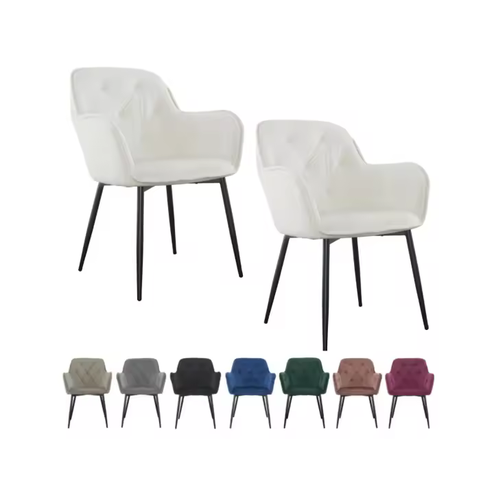 Mediawave Store Set 2 Sillones de terciopelo QUEEN Retro Estructura negra con respaldo acolchado - 1