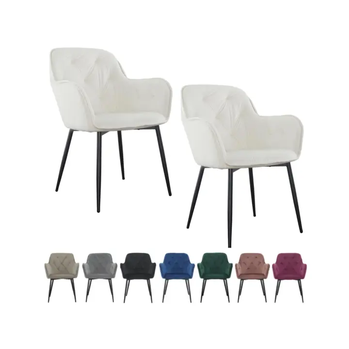 Mediawave Store Set 2 Sillones de terciopelo QUEEN Retro Estructura negra con respaldo acolchado - 1