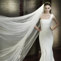 Velo De Novia Elegante Con Peine 3 Metros 1 Capa/2 Capas Blanco Ocre Sencillo Vestido De Novia Accesorios De Boda - details 1