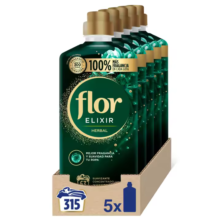 Flor Elixir Herbal Suavizante Concentrado para la ropa 315 dosis (5x63 lavados) - 1