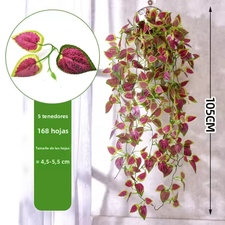 Planta Artificial De Enredadera Verde 105cm Con 5 Ramas Para Decoración De Jardín Y Bodas Plástico Resistente Al Exterior - 1