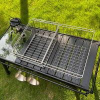Cesta De Almacenamiento Multifuncional Para Mesa De Camping Plegable Porta Ollas Tazas Platos Soporte Cesta Accesorios IGT Material Acero Inoxidable Color Plateado - details 0