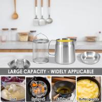 Basket with Filter Lid and Frying Basket,Bacon Grease Container with Strainer Pot for Storing Frying and Cooking Grease (2L) - details 4