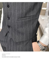 Traje Para Hombre Con Chaqueta Chaleco Y Pantalones Color Sólido Estilo Casual De Negocios Coreano Versátil Para Bodas Y Cuatro Estaciones - details 16