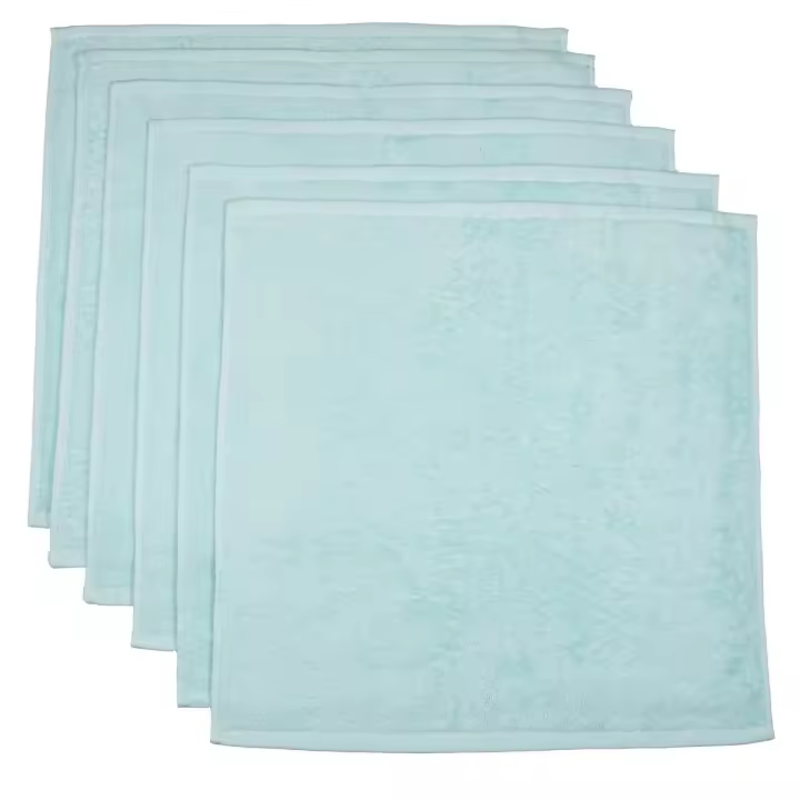 CASTMA GARANTIA DE ALTA CALIDAD - Set de 6 Paños de Cocina Rizo Modelo Basic Azul Celadón 50x50cm - Absorción Alta y Secado Rápido - 1