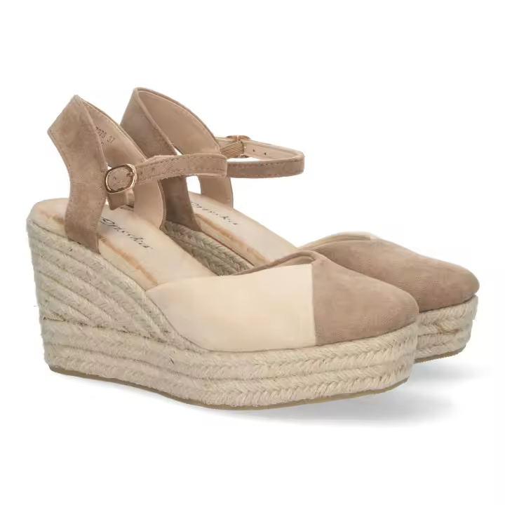 PuntoSalao Sandalias de cuña en yute cómoda para mujer marron JSZ278 - 1