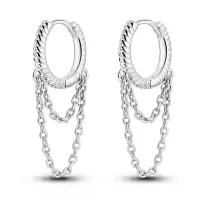 Pendientes De Aro De Plata 925 Para Mujer Con Zirconia Joyería De Moda Regalo Original Eardrop Pendientes Metálicos Tipo Aro - details 81