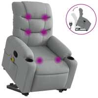 vidaXL Sillón de masaje reclinable de pie de tela Gris claro, Gris oscuro, Negro Sillon Dormitorio Sillon Comodos Silla Relax Sillón Sofá - details 0