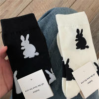 Medias De Algodón Transpirables Para Mujer Estilo Primavera Verano Con Diseño De Conejo Medias De Media Altura Color Sólido Moda Simplicidad - details 13