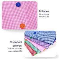Batas Escolares Infantiles Multicolores - Batas de Cuadros - Manga Larga y Tela Transpirable - Diferentes Tallas Disponibles - Cómodas - Perfectas para Niños y Niñas en Colegio - Diseño Práctico y Resistente - details 3