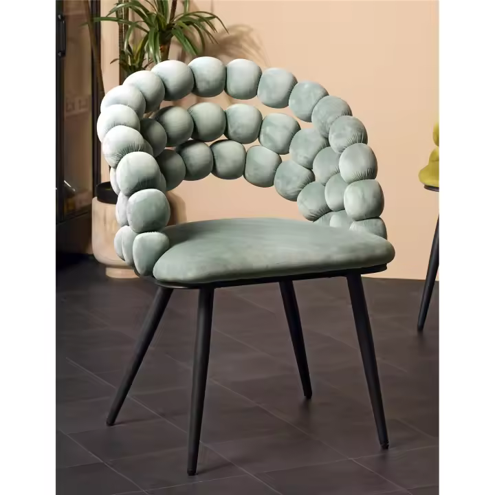 Silla nimpha terciopelo azul c/patas negras 62x60x80 cms. El mejor complemento para tu hogar. - 1
