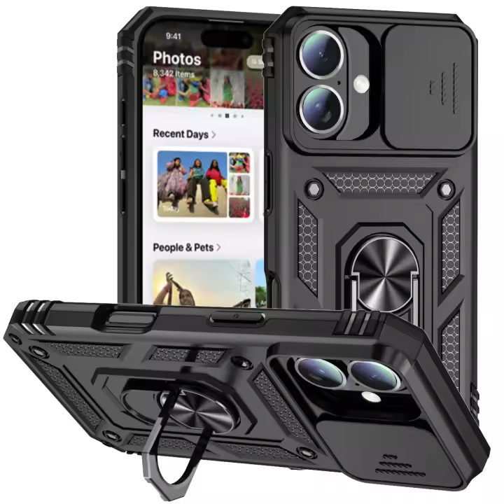 Funda Antigolpes Para iPhone 16 16Pro 16Plus 16Promax Con Protección De Lente Cámara Y Anillo Soporte Compatible Con 15 14 pro Max plus Cubierta Móvil - 1