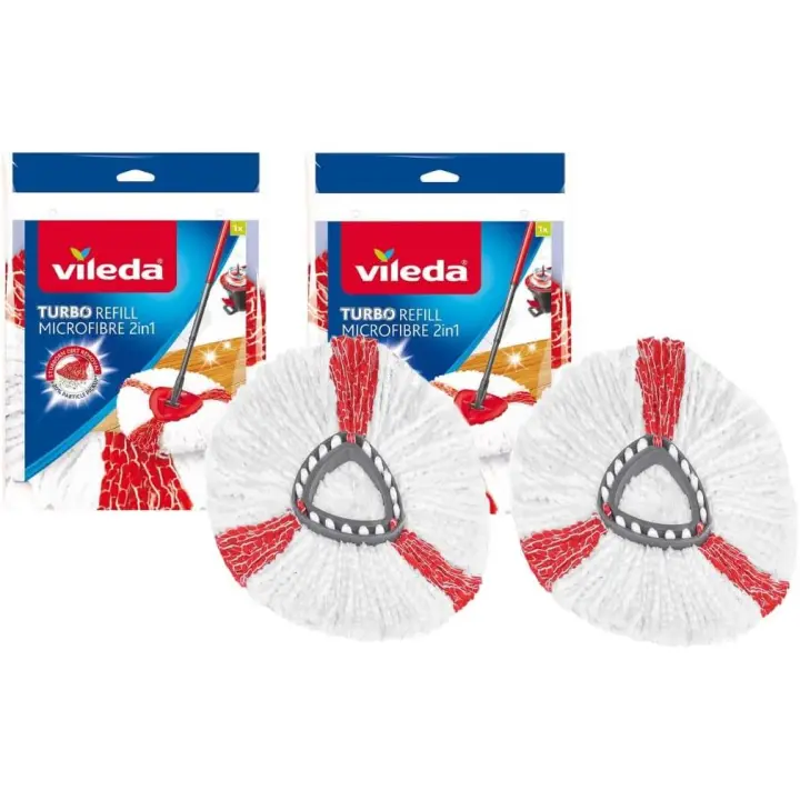 Vileda Recambio Turbo 2 en 1 Mopa Microfibra Rojo Pack de 2 - 1