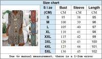 Vestido De Verano Para Mujer Estampado V-cuello Suelto Midi Casual Elegante Moda Playa Ropa Femenina De Cintura Alta Estilo Casual - details 0