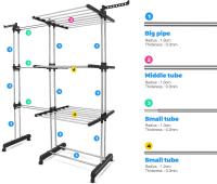 2 en 1 Tendedero de Ropa, 4 Niveles Tendederos Plegables Vertical con Alas Plegables y Colgadores Giratorios, (89-170) x 66 x 178 cm, Rejilla de Lavado Plegable para familias numerosas - details 0