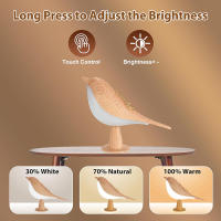 Lámpara De Noche LED Táctil Con Colores Madera Y Pájaro Recargable Para Dormitorio Oficina Estudio Decoración Luz De Lectura - details 3