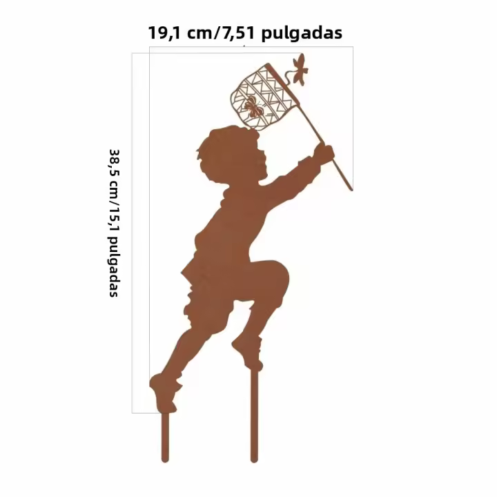 Decoración De Jardín Campestre Encantadora 1pc Silueta De Niño Y Niña Arte Metálico Para Agregar Un Toque De Encanto Y Divertimento - 1