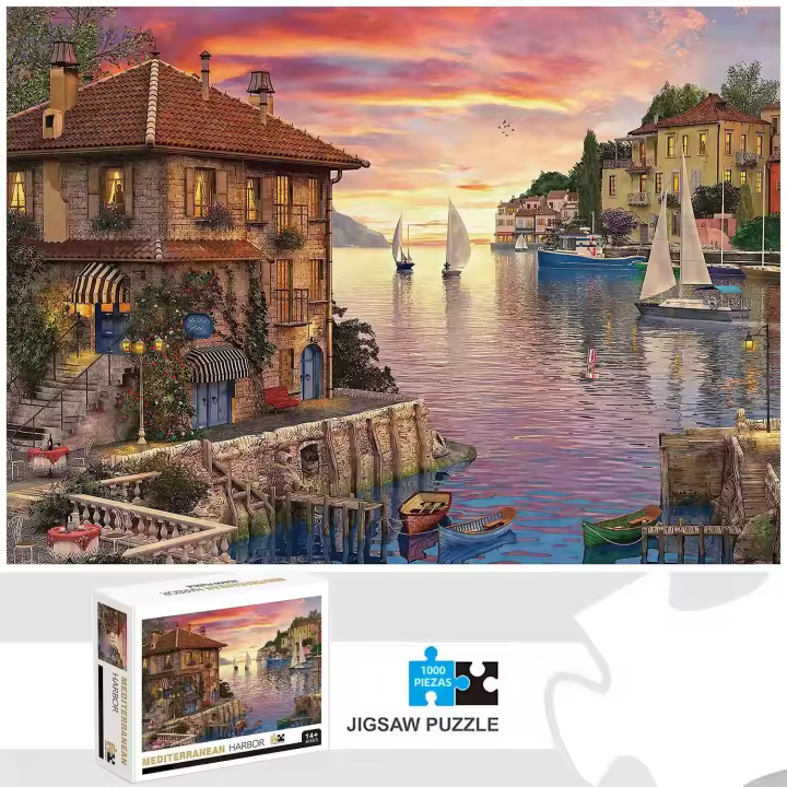  Puzzle De 1000 Piezas De Puerto Meditáneo Juego Educativo Para Adultos Y Niños Decoración De Hogar Divertido Y Desafiante - 1