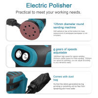 Máquina De Pulir Y Mezclar Brillo De Metal Y Madera 125mm 90W Motor Sin Escobillas Sándwich Orbital Cero Cable Para Automóviles Y DIY En Casa - details 4