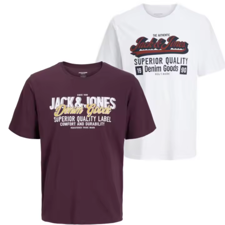Jack & Jones hombre Pack 2 camisetas Mod JJelogo logo estampado moda casual informal , Ideal Primavera Verano - 1