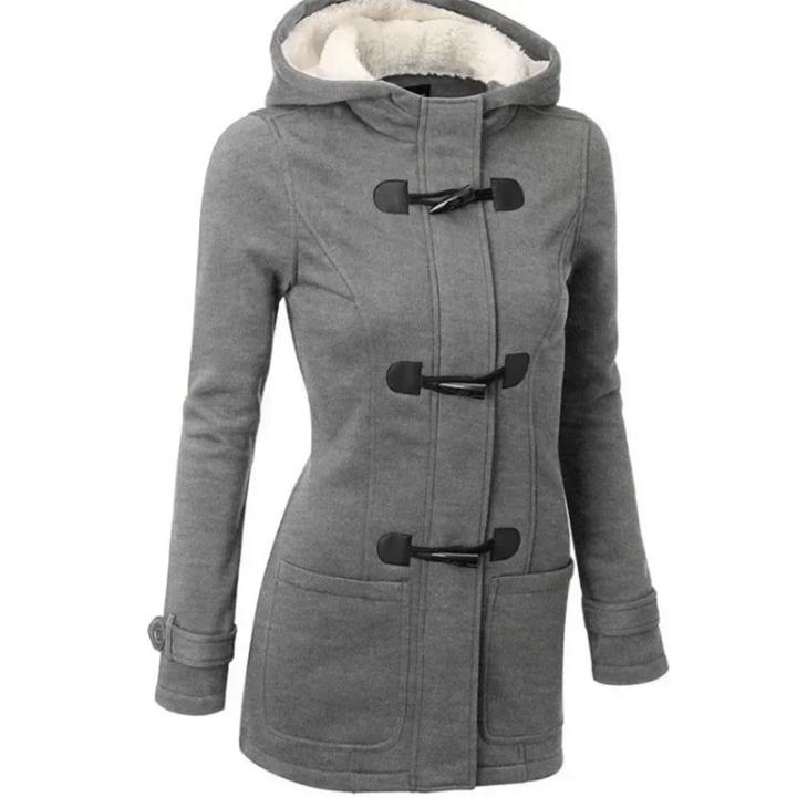 Abrigo De Trench Casual Para Mujer Cierre De Cremallera Con Capucha Botones De Cuerno Abrigo Largo De Mujer Top Feminino
