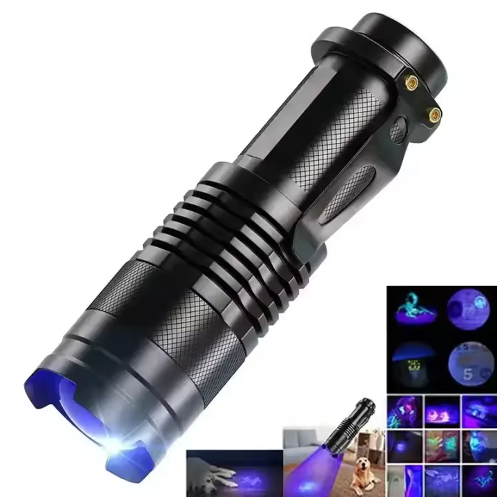 LápizLinterna UV Mini Luz Ultravioleta 395nm LED Torcha Zoom Detector De Monedas Para Rastros De Animales Caza - 1
