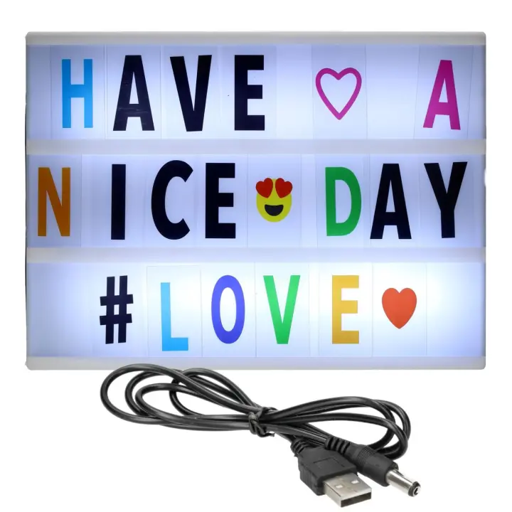 Caja de Luces LED JANDEI con 96 Letras Manipulables para Crear Mensajes Personalizados, Tamaño A4, USB o Pilas - Iluminación Decorativa para Hogar y Negocio - 1