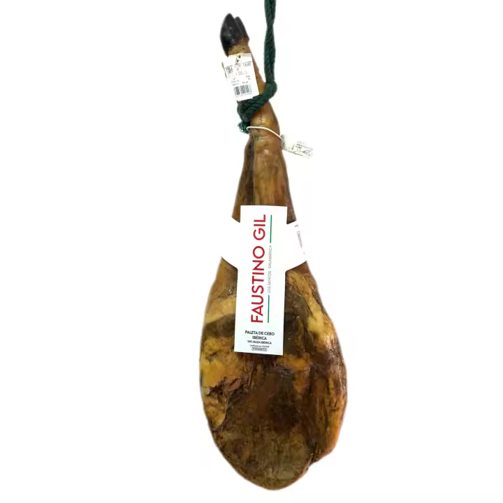 PALETA IBERICA DE CEBO 50% RAZA IEBRICA - 4.7Kg - 5.3Kg - Elaboración tradicional - Ibéricos Faustino Gil - Pieza entera. - 1