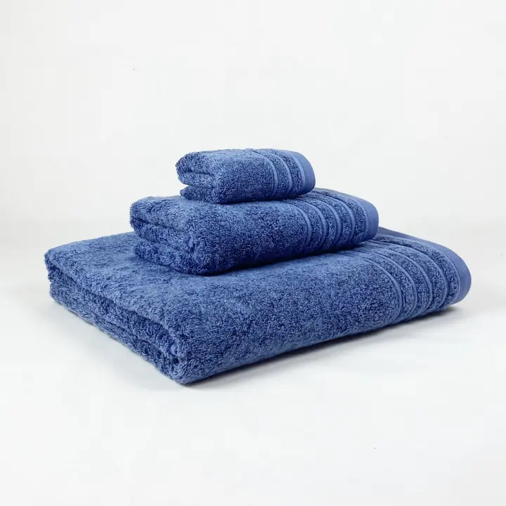 CASTMA GARANTIA DE ALTA CALIDAD - Juego de 3 Toallas Azul de Algodón 100% de 500 Grs/m2 para Baño con Efecto Stone - 1