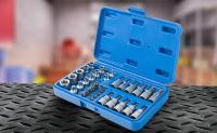 AREBOS Juego De Vasos Torx | Juego de Carracas Llaves | Exterior Torx Nueces 34 Pieza | Acero Cromo Vanadio | Star Bit Socket - details 1