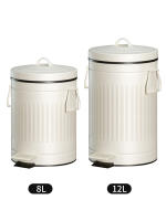 Cesta De Basura Redonda 5L Pedal Silencioso Estilo Romano Decoración De Habitación Caja De Limpieza Familiar Ecológica Metálica - details 6