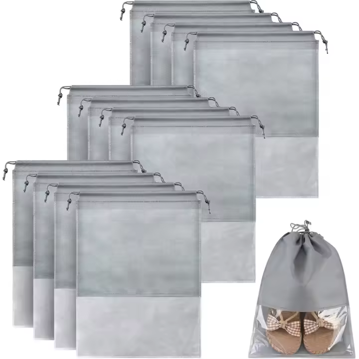 12 bolsas para transportar zapatos, una bolsa para guardar zapatos, una bolsa para transportar zapatos con ventilación transparente para usar en agenda y viajes - 1
