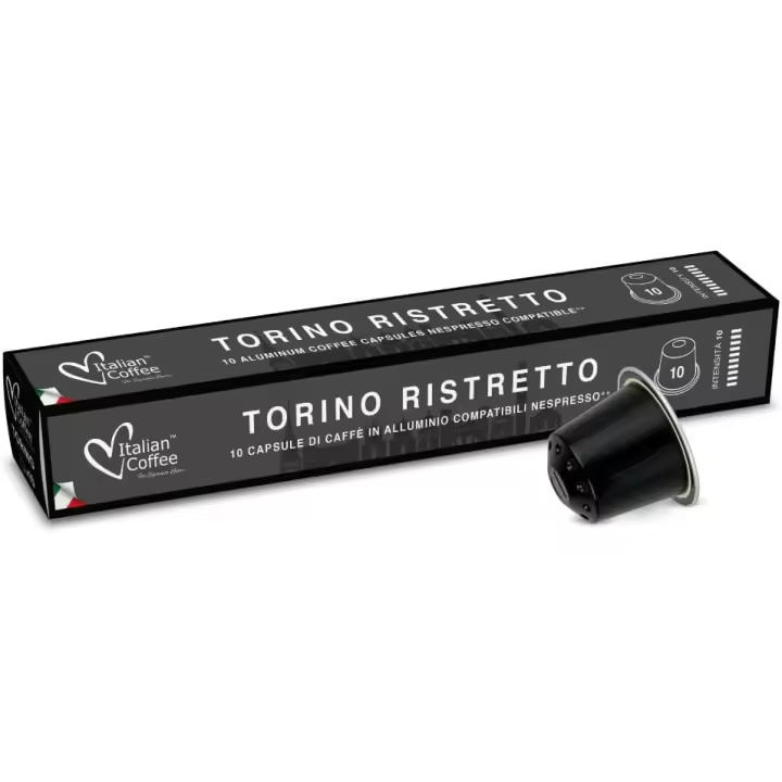 100 Capsulas de Aluminio Compatibles Nespresso - (10 Estuches X 10 ) Café Ristretto - Torino - 1