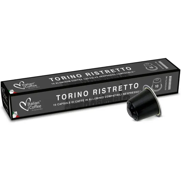 100 Capsulas de Aluminio Compatibles Nespresso - (10 Estuches X 10 ) Café Ristretto - Torino - 1