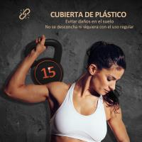 SPORTNOW Pesas Rusas de 2,2kg 4,5kg 6,8kg Kettlebell de Fitness Relleno de Arena con Mango Ancho Antideslizante para Ejercicios y Entrenamiento en Casa y Gimnasio Negro - details 5