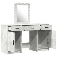 Conjunto de tocador de 3 piezas con LED de vidaXL en madera elaborada color gris concreto - details 2