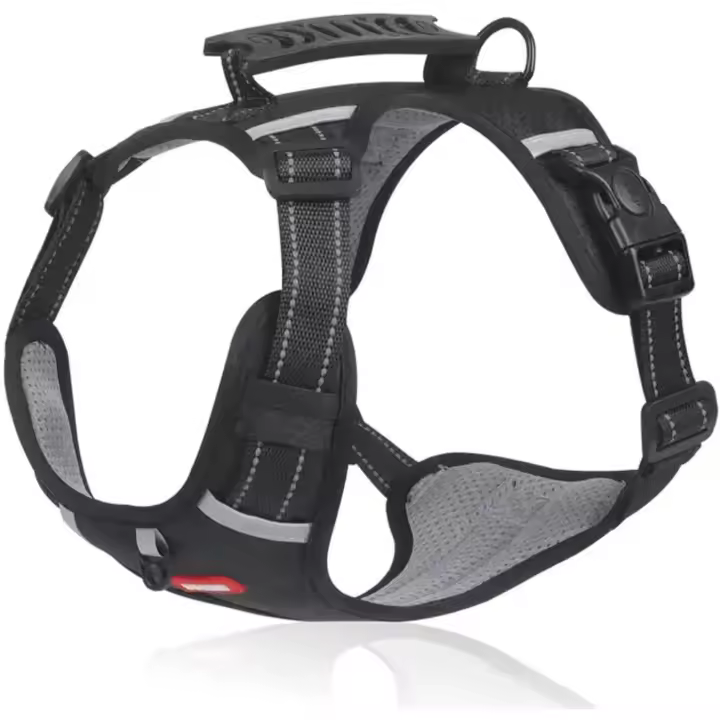 Arnes Perro Grande Mediano Pequeño Arnés Pecho Antitirones Perros Coche con Lineas Reflecantes Cómodo Transpirable Chaleco Acolchado Ajustable para Adiestramiento Correr Negro Tamaño Grande - 1