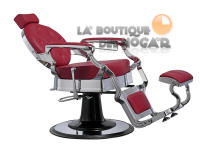 Sillón Clásico de Barbero hidráulico estilo Retro Vintage con reposapies integrado Modelo Buzz Silver Burdeos - details 1